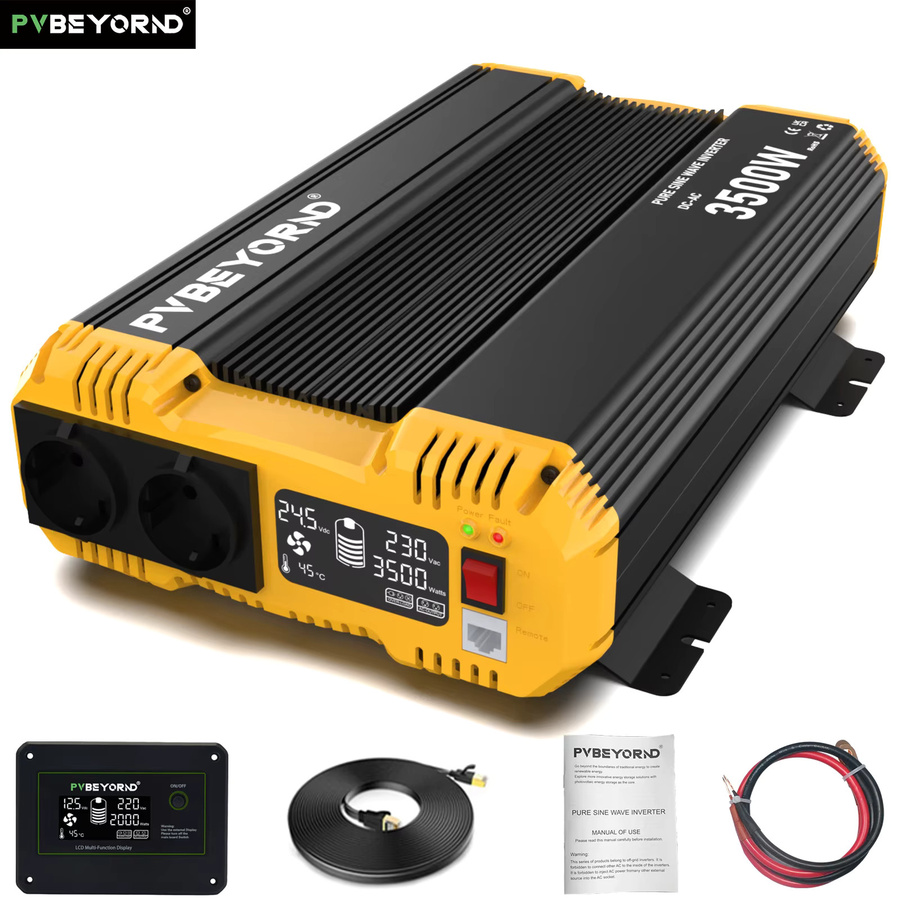 PVBEYORND Sinus Wechselrichter 7000W 12V 24V Gleichstrom auf 220V 230V Wechselstrom 50Hz mit 3500W Dauerleistung in Gelb - Bild 5