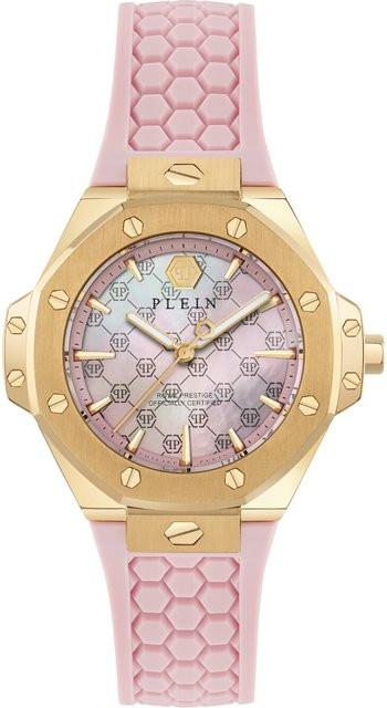 Philipp Plein Damenuhr, Quarz, Edelstahl, 33 mm, Pink, Silikon - Bild 1