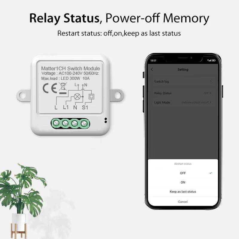 HIMOJO Smart Matter WiFi 1-Kanal-Schaltermodul zur App-Steuerung mit Unterstützung für Apple HomeKit, Siri, Google Home und Alexa - Bild 2