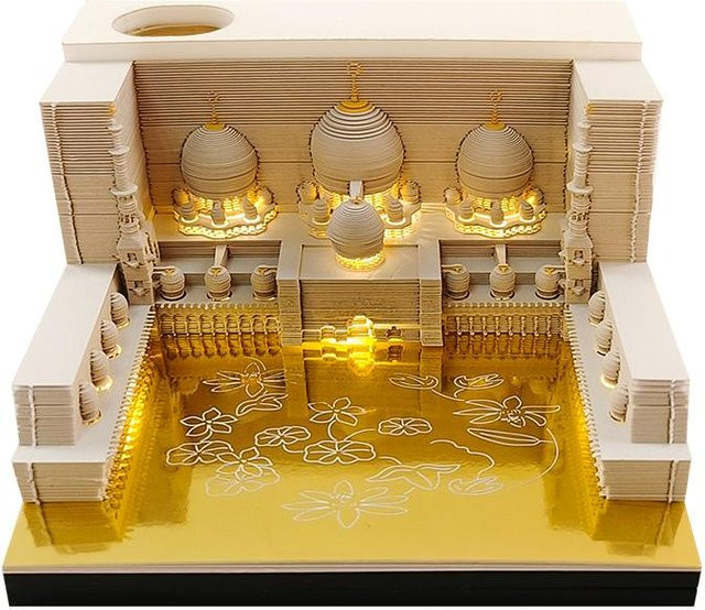Omoshiroi-Block 3D-Notizblock mit Retro-Bogenpavillon von Binchi Cultural Supplies, 160 Blatt, Mehrfarbig - Bild 1
