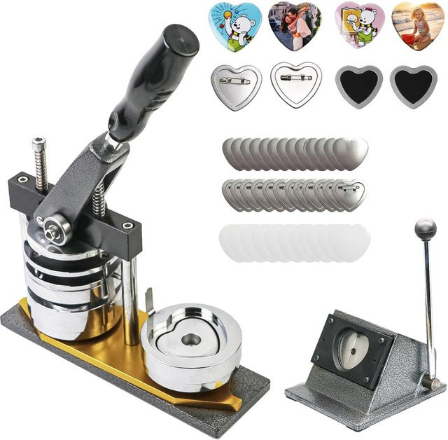 DIY Kühlschrankmagnet-Pin-Maker Set mit herzförmiger Abzeichenpresse, Papierschneider und 500 Zubehörteilen aus Metall, Breite: 5,69 cm, Höhe: 5,31 cm - Bild 1