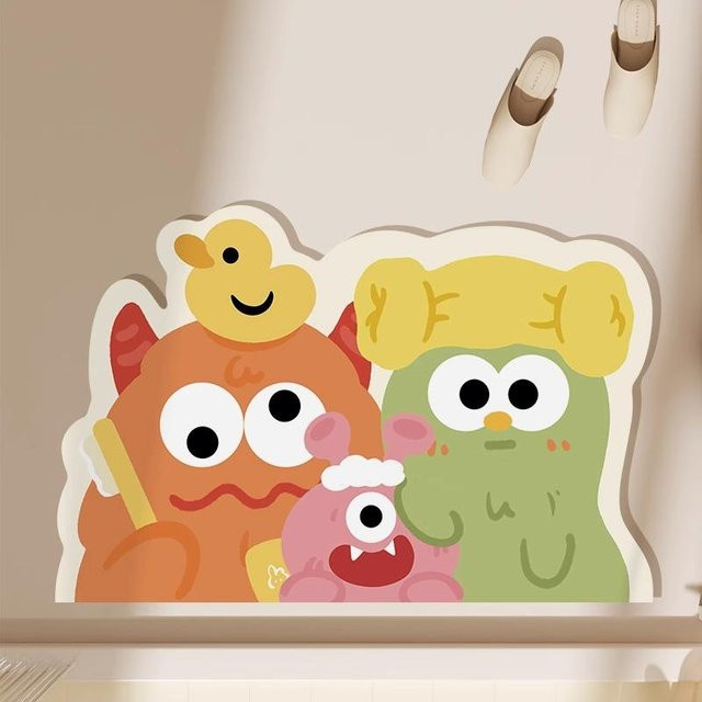 VIKAMA Cartoon Diatomit Badezimmerteppich rutschfest mit Tiermotiv, B/B: 40 x 60 cm, Mehrfarbig - Bild 1