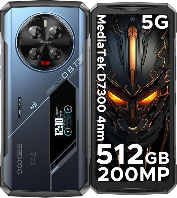 DOOGEE V40 Pro 5G Smartphone mit 512 GB Speicher, 36 GB RAM, 200 MP Kamera, 8680 mAh Akku und 6,78 Zoll FHD+ Display mit Rückbildschirm, Android 14, Blau - Bild 1