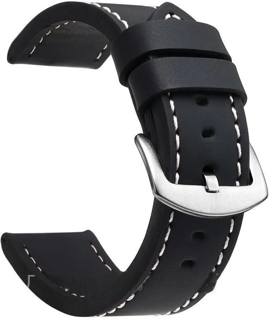 Uhrenarmband Leder, schwarz, 20 mm, Unisex - Bild 1