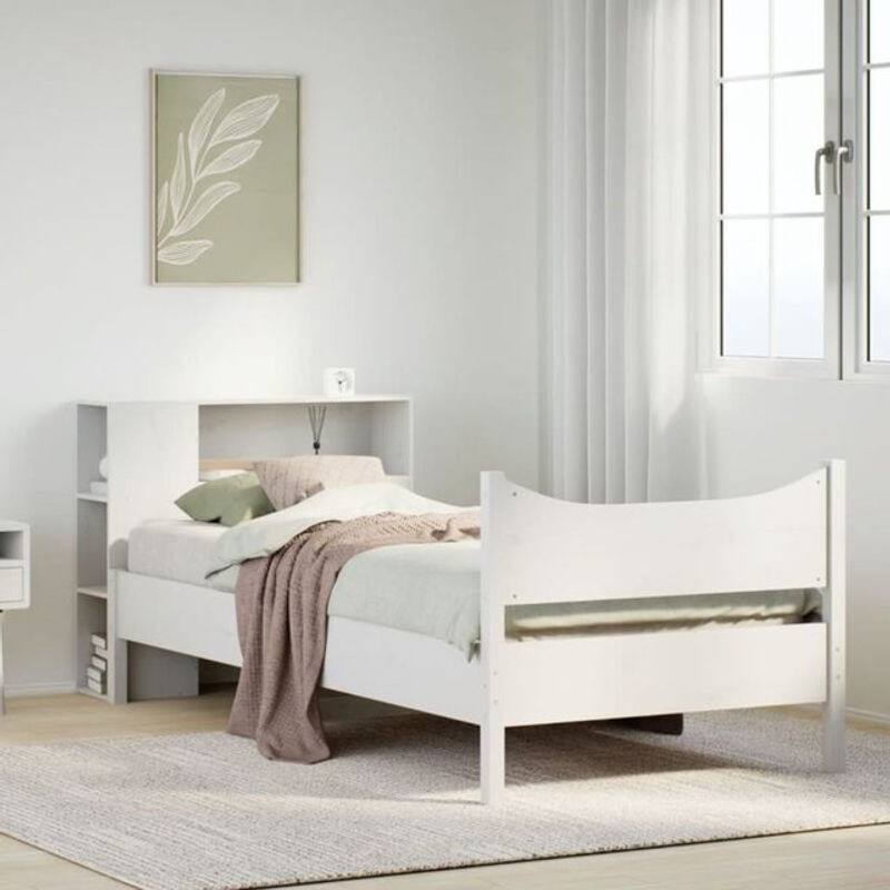 Massivholzbett aus Kiefernholz von vidaxl in Weiß, Modernes Skandinavisches Design, B/T: 75 x 190 cm - Bild 1