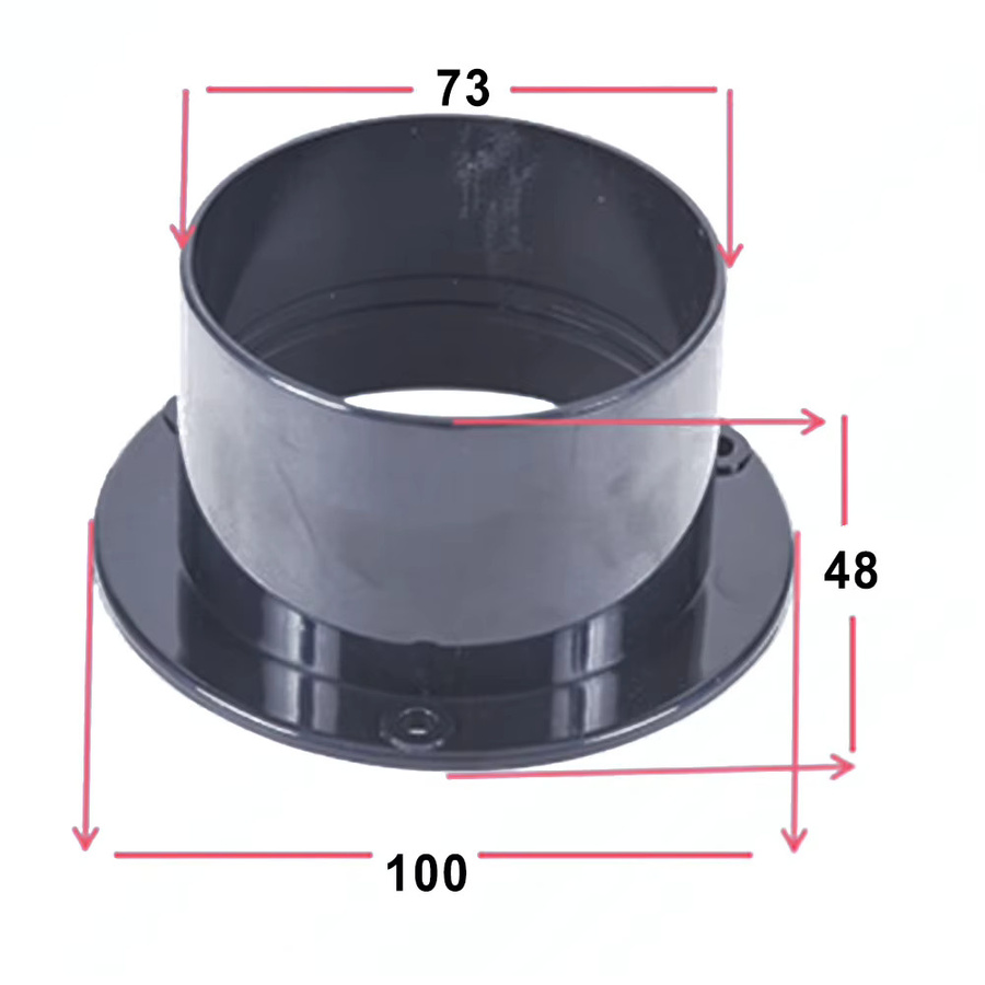 Korrosionsbeständige ABS-Luftkanalverbindung als Flanschverbindung für gerade Rohre in runder Form zur Wandmontage, Farbe: Schwarz, Durchmesser: 75 mm - Bild 3