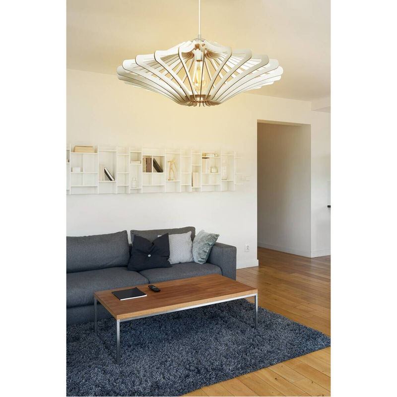 Opviq Pendelleuchte Weiß aus MDF im skandinavischen Design, E27, Höhe: 55 cm, Breite: 47 cm, Tiefe: 47 cm - Bild 3