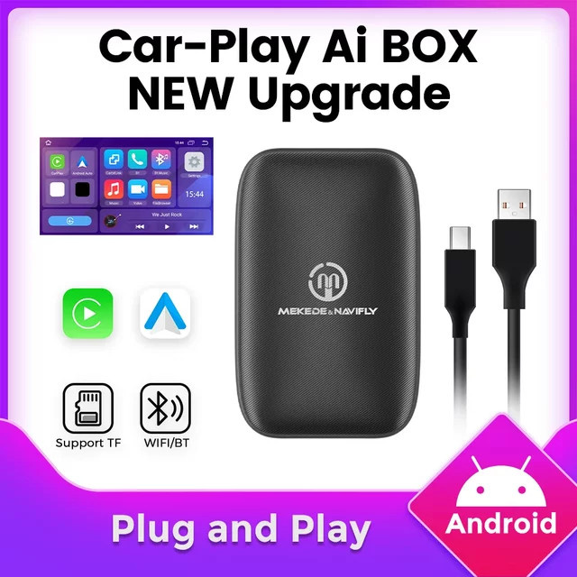 NAVIFANS Wireless CarPlay und Android Auto Ai Box mit Netflix und YouTube in Schwarz für Ford, Toyota, Volvo, Opel, Skoda und Hyundai - Bild 1