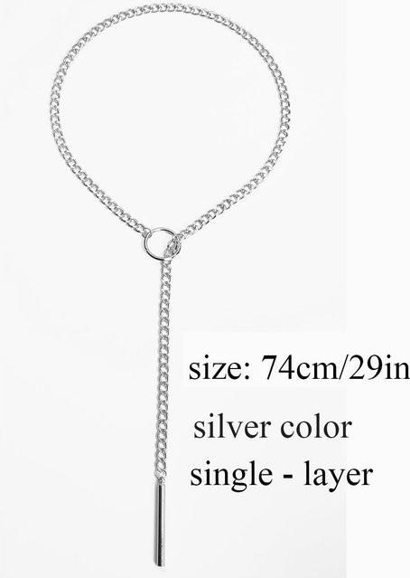 YIRAN Schiebeketten-Halskette, Stab-Anhänger, Lariat-Halskette, Unisex, gray - Bild 1