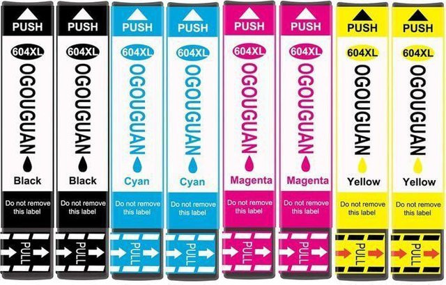 OGOUGUAN 8er-Pack Kompatible Tintenpatronen 604XL für Epson Expression Home XP-2200, XP-2205 und XP-3205, Multicolor (Schwarz, Cyan, Magenta, Gelb) - Bild 1