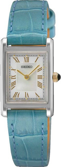 Seiko Armbanduhr, Analoguhr, Quarz, Edelstahl, Leder, Weiß, Damen, 19 mm - Bild 1