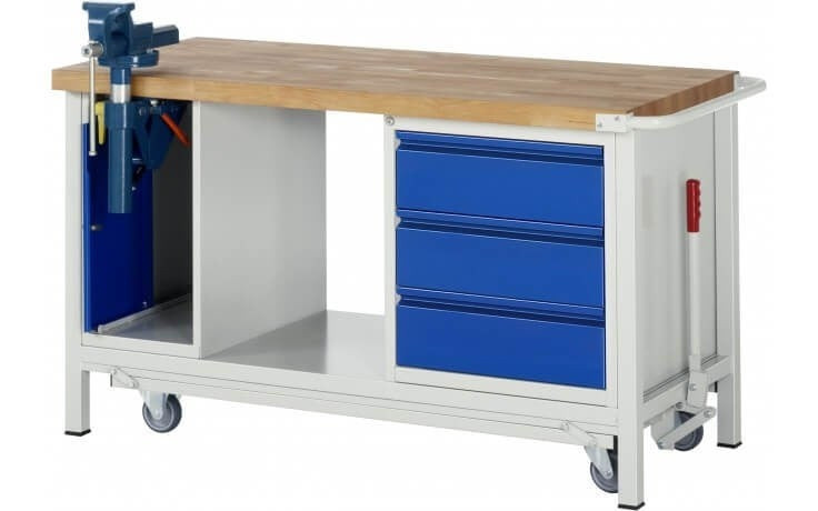 BIGBOXX Mobile Werkbank in Weiß, höhenverstellbar und rollbar - Bild 1