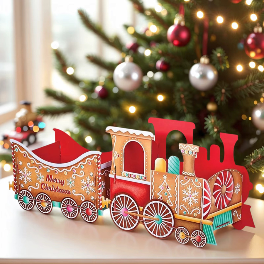APWIKOGER Weihnachtliche Zug-Geschenkbox aus Papier in Multicolor für Süßigkeiten und DIY-Dekoration - Bild 2