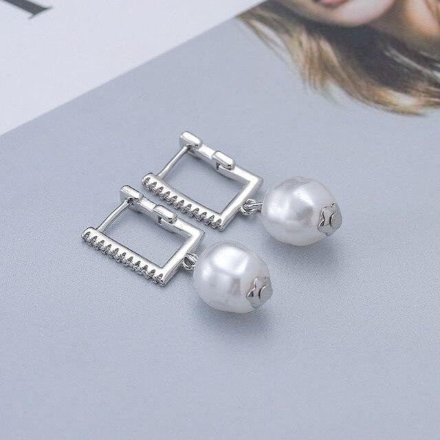 Ohrringe Creolen 925 Sterling Silber, Mikro Zirkon, Perlen, Damen - Bild 1