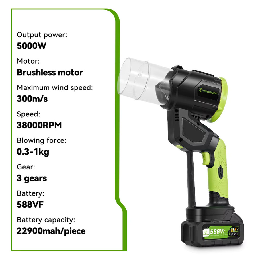 ONEGREEN 5000 W bürstenloses elektrisches Luftgebläse mit 38000 U/min, kabelloses Elektrowerkzeug für Makita 18 V Akku - Bild 2