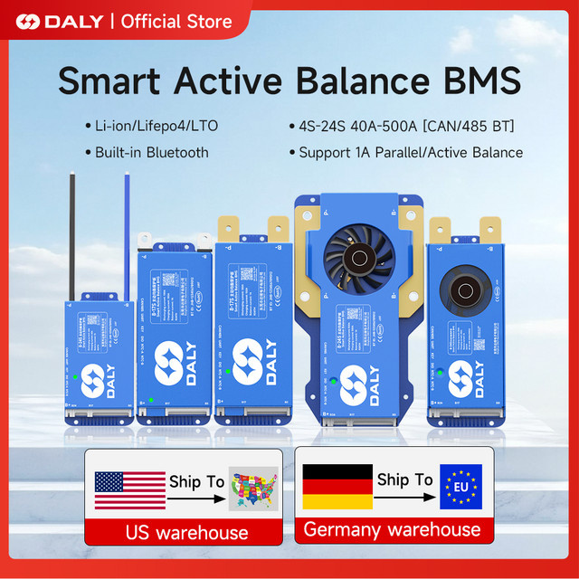 Daly Smart BMS mit 1A Active Balance und CANBUS für LiFePO4 und Li-Ion Batterien in Blau - Bild 1