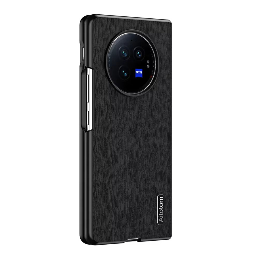 Schutzhülle aus Leder und Holz mit Muster für vivo x falten 3 pro, x falten 2 und x falten x flip 4g 5g in Braun, Blau oder Grau - Bild 5