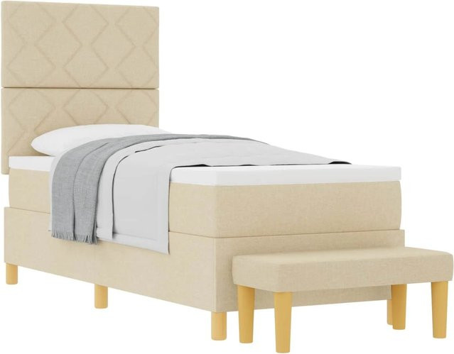 vidaXL Boxspringbett mit Matratze und Kopfteil in Beige, Breite: 80 cm, Tiefe: 200 cm, Höhe: 128 cm - Bild 1