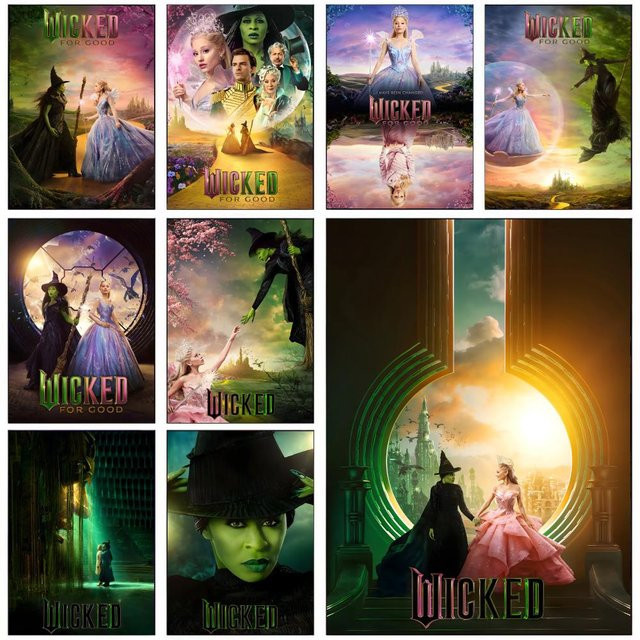 W-Wicked Movie Poster selbstklebender wasserfester Papieraufkleber in Schwarz und Multicolour, Wanddekoration für Kaffeehäuser, B/H: 20 x 15 cm - Bild 1