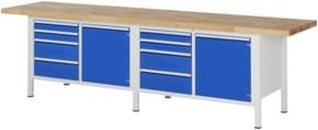 Rau Werkbank höhenverstellbar 8470A2 mit 8 Schubladen und 2 Türen, B/T/H: 300 x 70 x 84-104 cm, Mehrfarbig - Bild 1