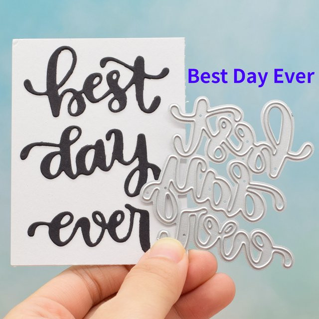 Metall-Schneidewerkzeug mit dem Schriftzug Besten Tag Aller Zeiten in Silber für DIY Scrapbooking und Bastelarbeiten - Bild 1