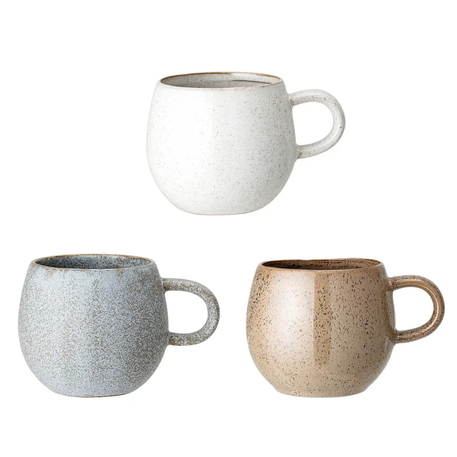 Bloomingville Addison Keramikbecher in Grau, Set von 3 Stück - Bild 1
