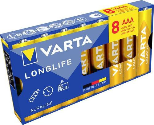 Varta Longlife AAA Batterien Alkali-Mangan 1200 mAh 1.5V 8er Pack - Bild 1