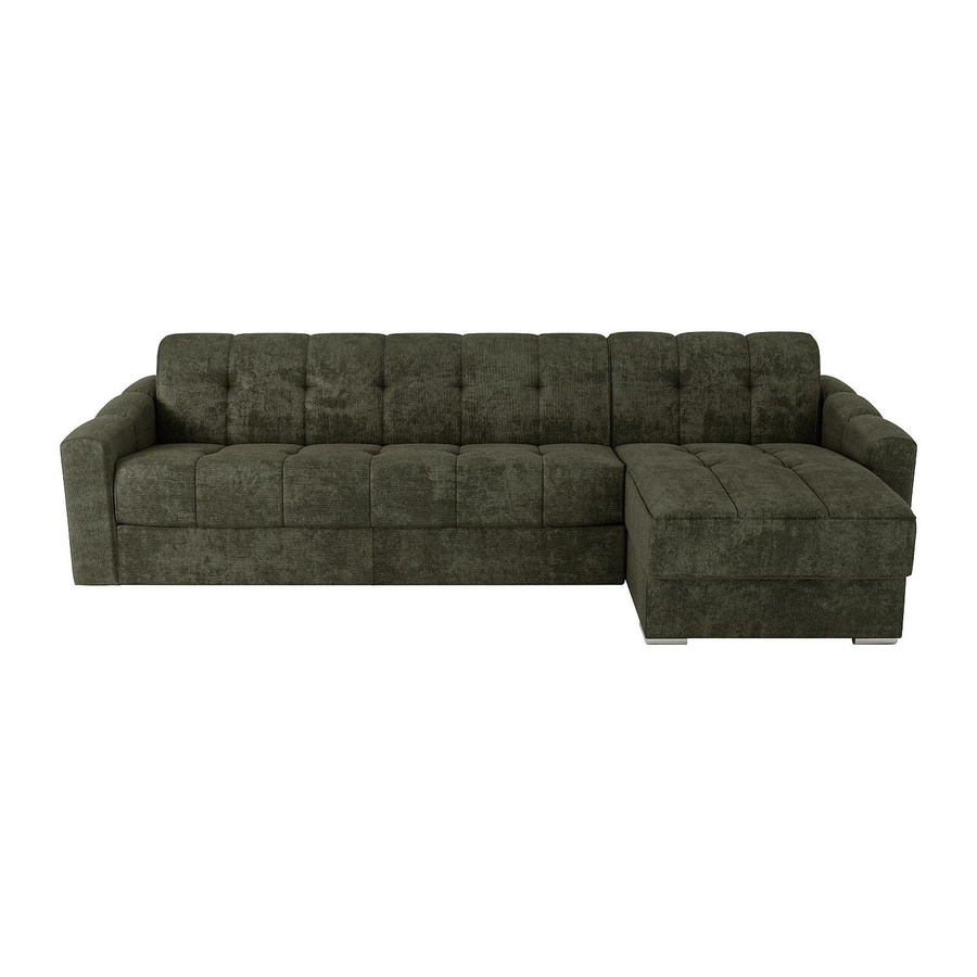 Vente-unique Schlafsofa Darielo in Khaki, L-Form mit ausziehbarer Schublade, Breite: 275 cm - Bild 2