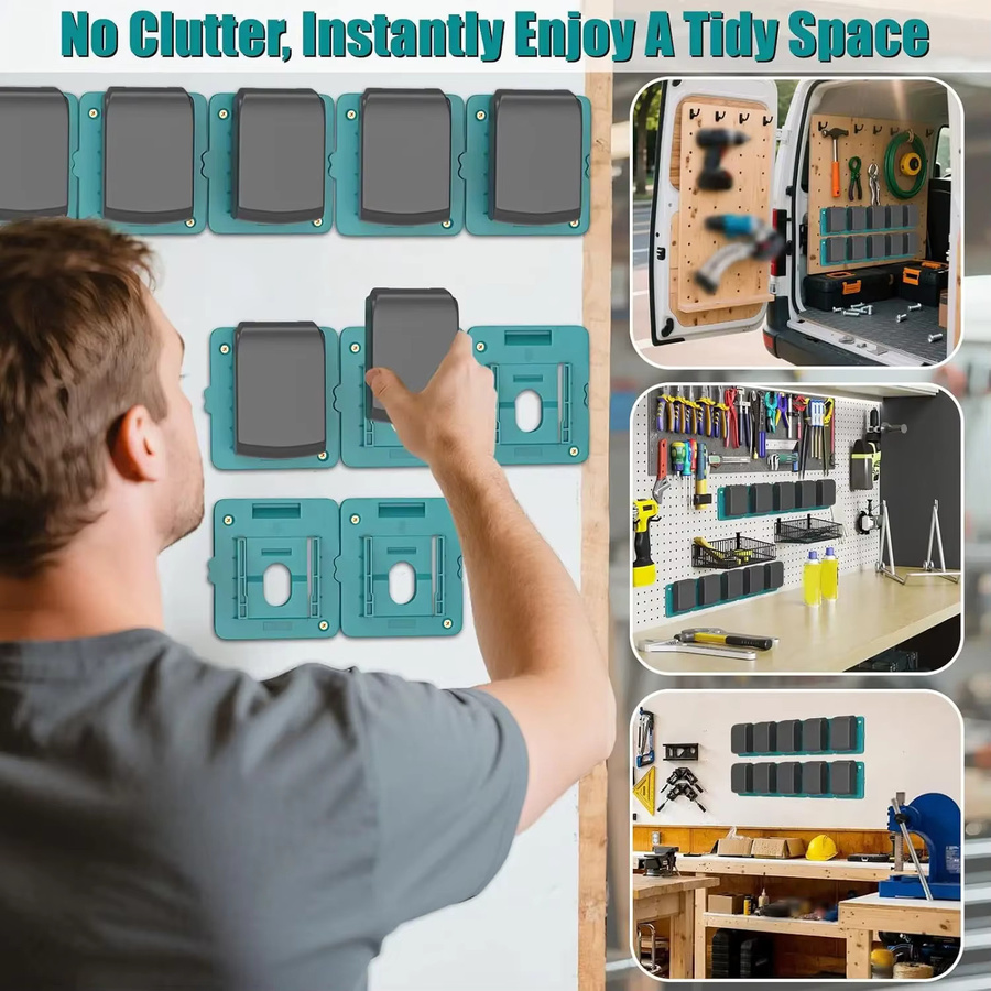 Makita Batteriehalter für 18V Akkus BL1840 zur Wandmontage, 5 bis 10er Pack Aufbewahrungsorganisator für Werkzeugkasten und Regal - Bild 4