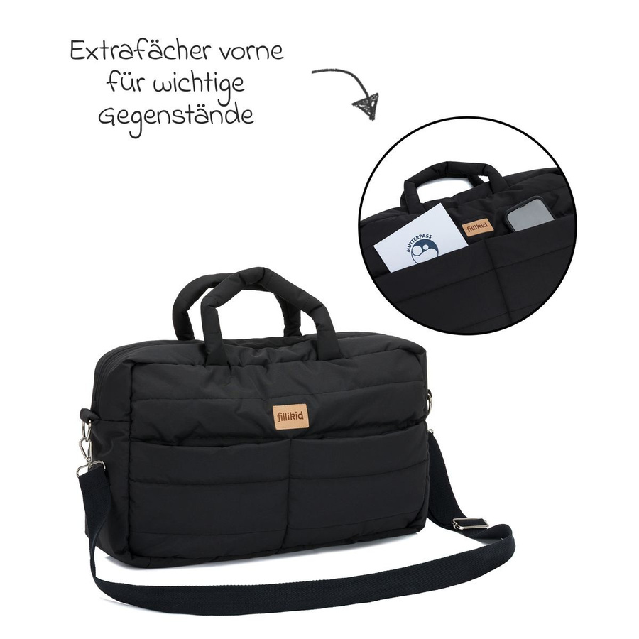 Fillikid Wickeltasche Toulouse mit Wickelauflage und Fächern in Schwarz - Bild 4