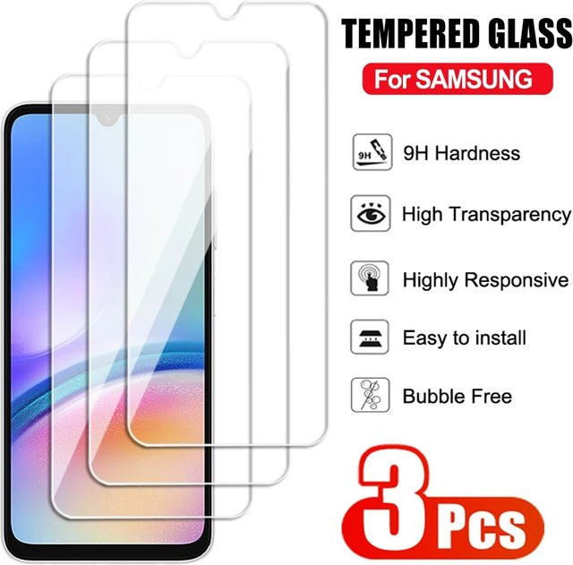 3er-Pack Displayschutzfolie aus gehärtetem Glas für Samsung Galaxy F07 F16 F17 F36 F56 M07 M17 M16 M36 M56 4G A06 A07 A16 A17 A26 A36 in Transparent - Bild 1