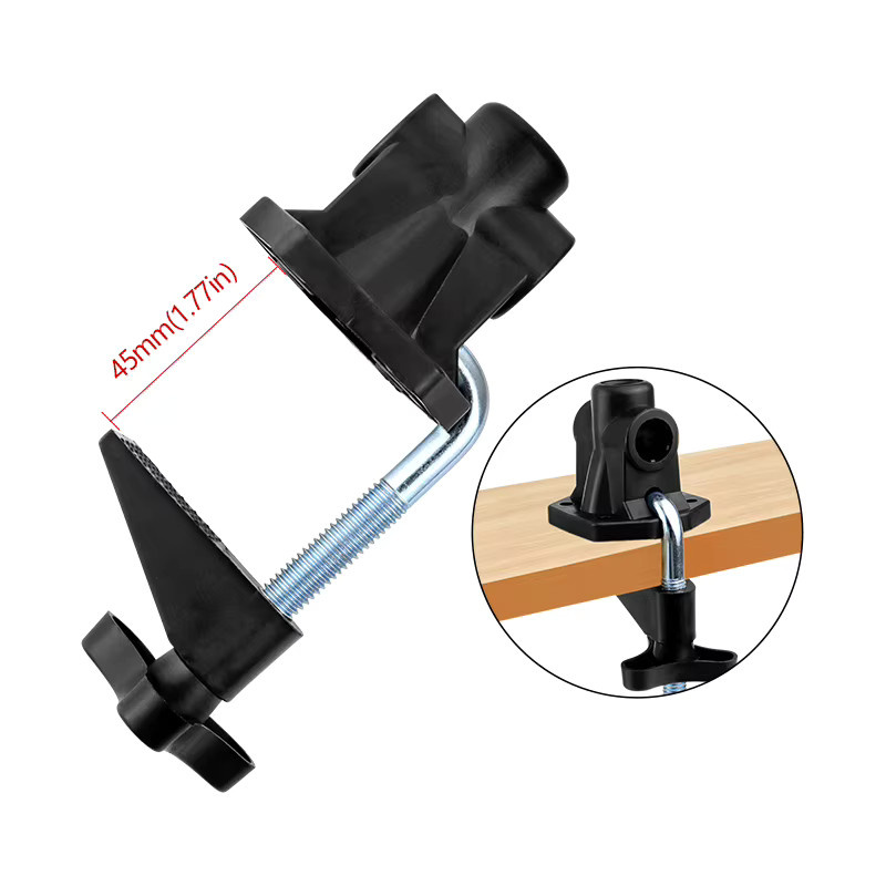 JIGONG Cantilever-Halterungsklemme aus Metall in Schwarz, rutschfeste Universal-Halterung im 7-Form-Design für Mikrofone, Schreibtischlampen und Mikrofonständer - Bild 3