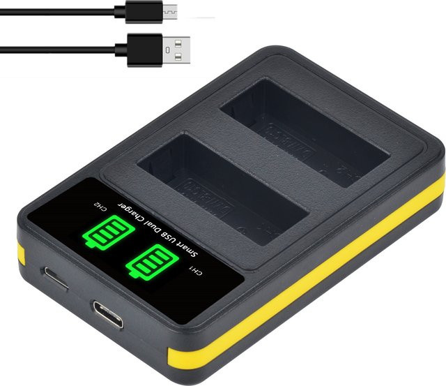 Panasonic LED-USB-Doppelladegerät mit Typ C in Schwarz für DMW-BLG10 DMW-BLE9 LUMIX GF5 GF6 GX7 LX100 GX80 GX85 ZS100 - Bild 1