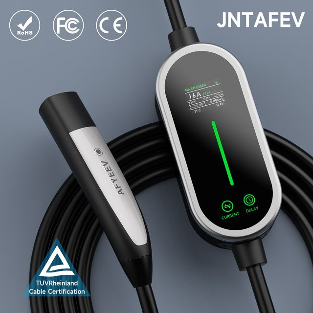 JNTAFEV Tragbares EV-Ladegerät mit 3,6 kW, TS-NACS-Ladestecker und 2,8-Zoll-LCD-Bildschirm, Farbe: Schwarz - Bild 1