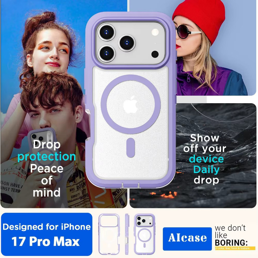 Matte Klare Magnetische OTT-Handyhülle für iPhone 17 16 15 14 Plus 13 Pro Max mit rutschfestem Griff und kabelloser Ladefunktion in Transparent, Pink oder Purple - Bild 6