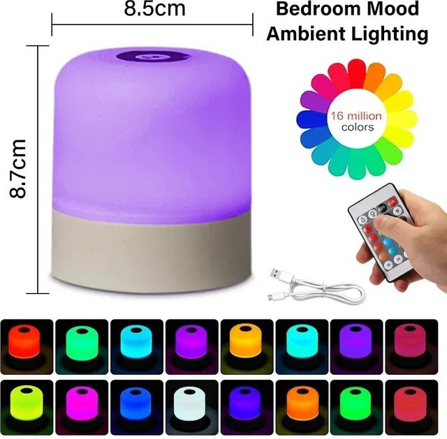 KFV Nachtlicht als Tischlampe, weiß, wiederaufladbar, dimmbar mit Fernbedienung und Touch-Funktion - Bild 1