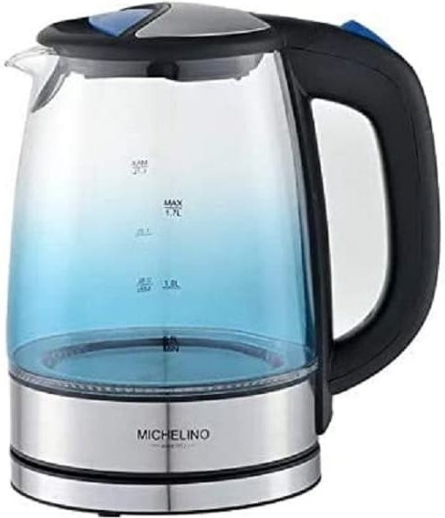 Michelino Wasserkocher aus Glas mit 1,7 l Fassungsvermögen in Blau oder Rot - Bild 1