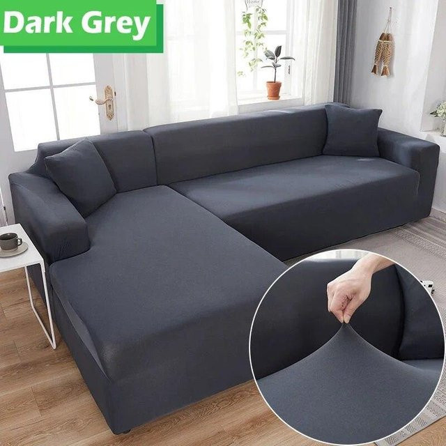 Elastischer Sofabezug von Your Warm Home in Grau für 1-Sitzer Sessel und Chaiselongue, Stretchbezug aus Polyester-Elastan mit rutschfester Oberfläche, Breite: 90-140 cm - Bild 1