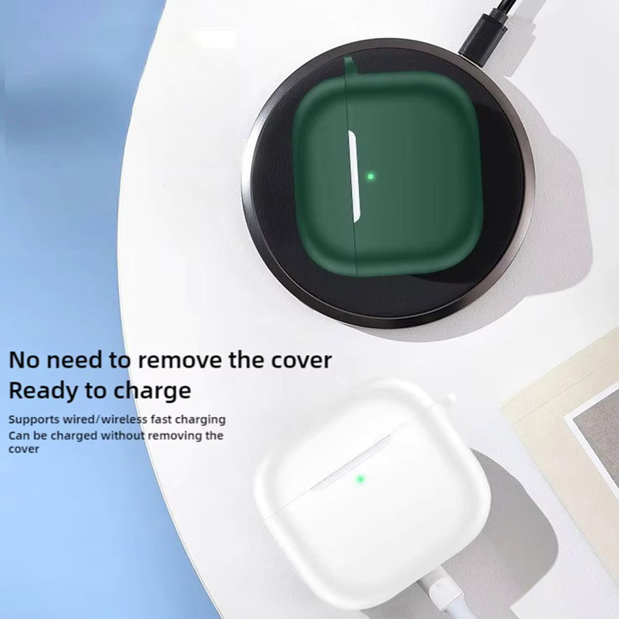 Silikon-Schutzhülle für Apple AirPods 4 (2024) mit Schlüsselanhänger in Blau - Bild 4