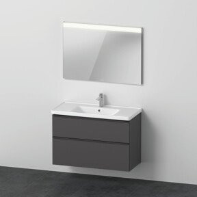 Duravit D-Neo Möbel-Set mit Waschtisch-Unterbau und Universal Licht Spiegel in Graphit Matt, B: 100,5 cm, H: 62,5 cm, T: 48,0 cm - Bild 1