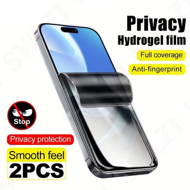 2 Stück Privatsphäre Hydrogelfolie als Displayschutzfolie für iPhone Modelle, transparent - Bild 1