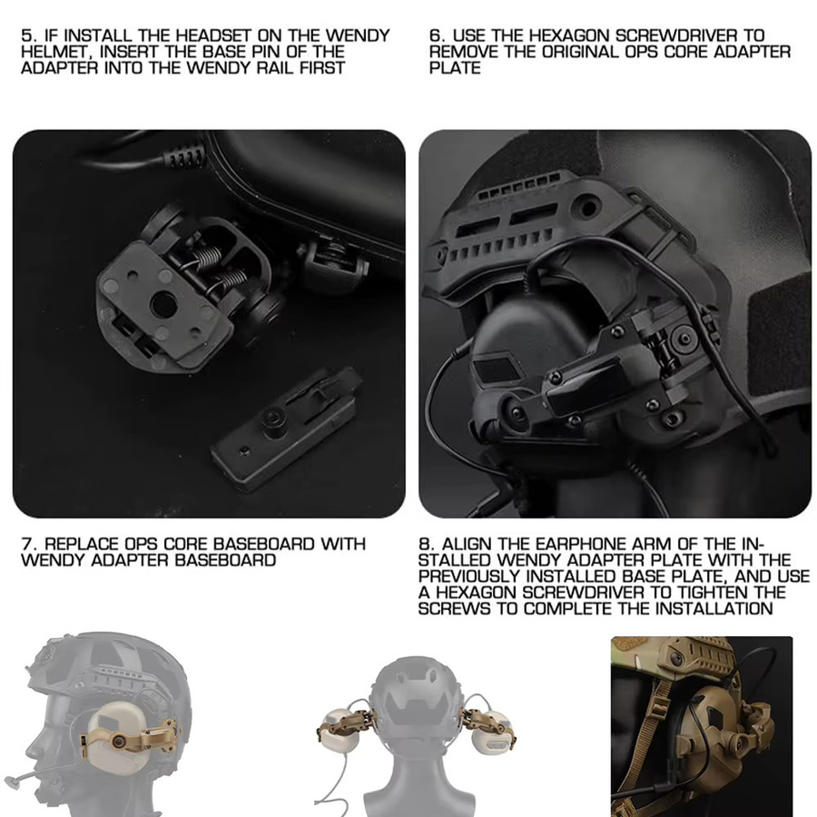 YANHAO Taktischer Helm ARC Rail Adapter für M31/M32 Headsets in Grün - Bild 4