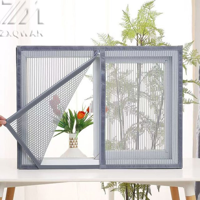Selbstklebendes Anti-Kratz-Haustiernetz für Katzen in Grau, mückensicheres Diamantnetz-Fenstergitter ohne Bohren - Bild 1