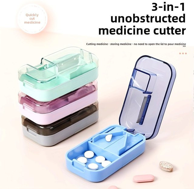 Untior Tablettenteiler und Pillen-Organizer, blau - Bild 1