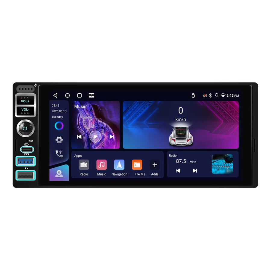 Podofo Carplay und Android Auto Multimedia Player mit 6,9 Zoll Display, GPS, WIFI und AI Sprachsteuerung, 4 GB RAM + 64 GB Speicher, Schwarz - Bild 6