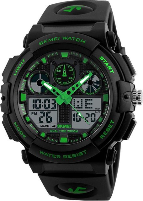 SKMEI Armbanduhr Quarz, Analog-Digital, Kunststoff, Grün, Herren - Bild 1