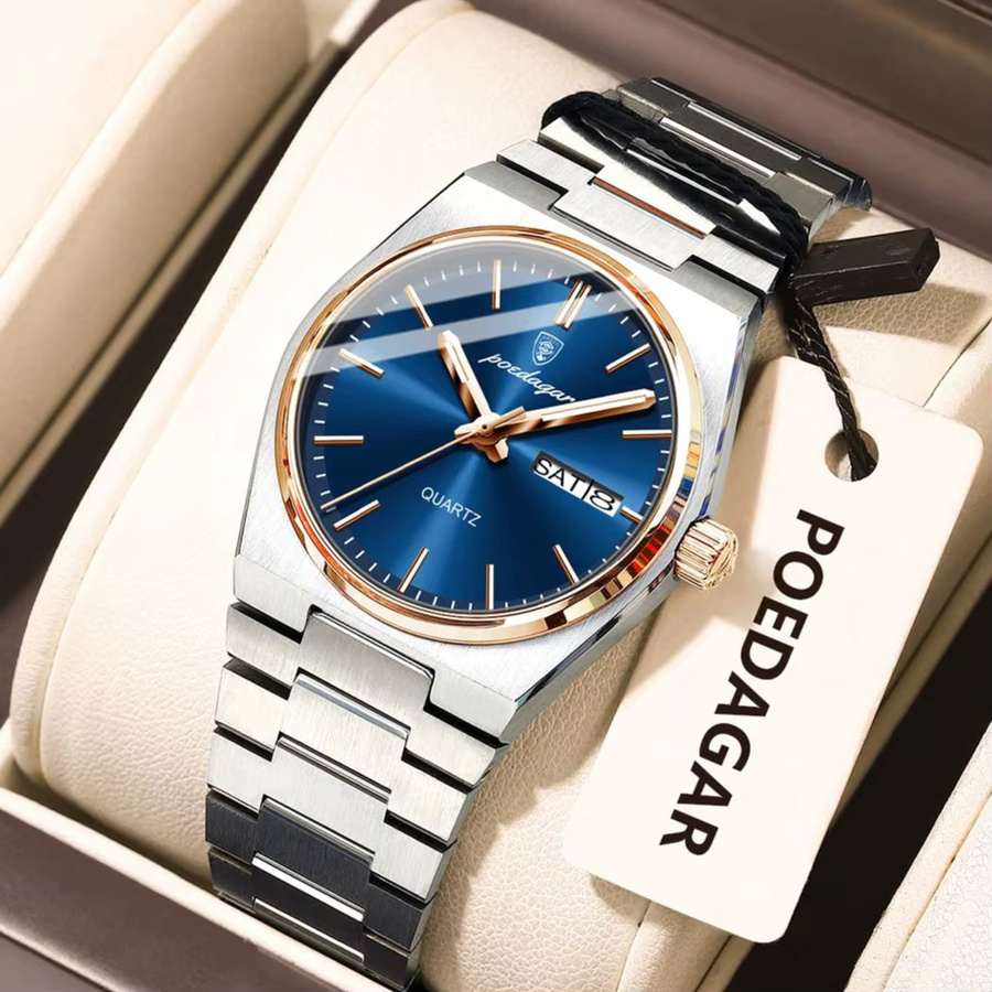 POEDAGAR Armbanduhr Edelstahl, Quarz, Silber, Damen - Bild 2