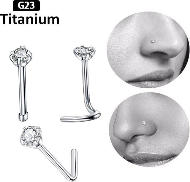 pioroe Nasenring Titan, Zirkonia, Silber, Unisex - Bild 1