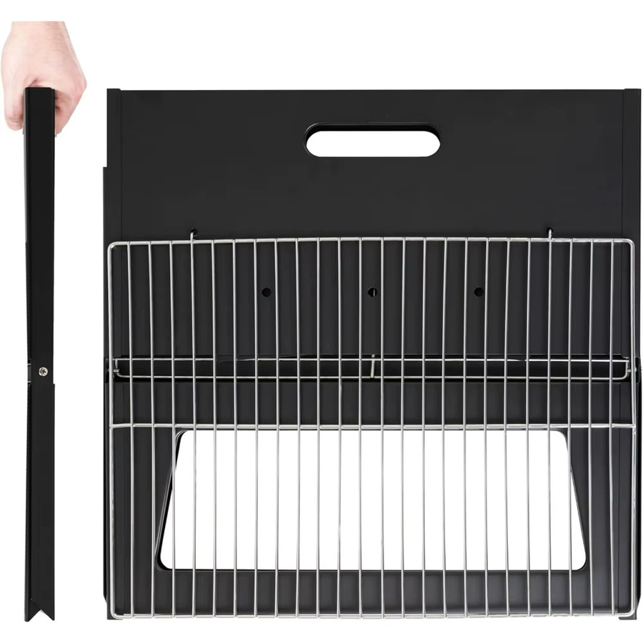 Faltbarer Notebook-BBQ-Grill aus Edelstahl in Schwarz für Camping und Picknick, B/T: 43,0 x 37,0 cm - Bild 4