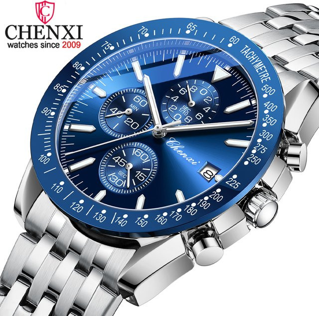 CHENXI Armbanduhr Quarz, Edelstahl, Schwarz, Herren - Bild 1